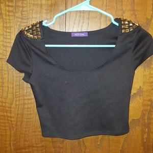 Black studded crop top